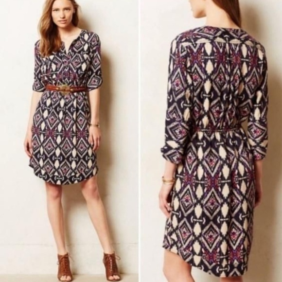 Anthropologie Holding Horses Mira Ikat Western Dress Size 4 - Picture 1 of 10